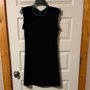 Nicole Miller Black Sleeveless Ruffle-Trim Dress